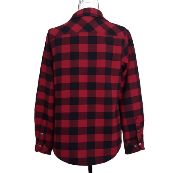 ORVIS Flannel Shirt Jacket Classic Collection Buffalo Plaid Fleece Red Black M - Picture 5 of 10